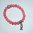 Women's 8 MM Pink Agate Awareness Stretch Bracelet 7.00"