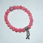 Women's 8 MM Pink Agate Awareness Stretch Bracelet 7.00"