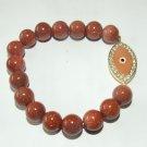 Unisex 10 MM Gold Sand Sunstone Quartz Sitara Evil Eye Charm Bracelet 7.50"
