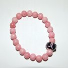 Women's 8 MM Pink Morganite Murano Glass Awareness Ribbon Stretch Bracelet 7.25