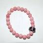 Women's 8 MM Pink Morganite Murano Glass Awareness Ribbon Stretch Bracelet 7.25