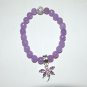 Women's 8 MM Purple Jade Dragonfly Charm Stretch Bracelet 7.25"