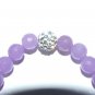 Women's 8 MM Purple Jade Dragonfly Charm Stretch Bracelet 7.25"