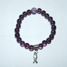 Women's 8 MM Purple Russian Amethyst Awareness Stretch Bracelet 7.25"