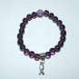 Women's 8 MM Purple Russian Amethyst Awareness Stretch Bracelet 7.25"