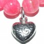 Women's 12 MM Pink Agate Puffed Heart Stretch Bracelet 7.25"