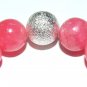 Women's 12 MM Pink Agate Puffed Heart Stretch Bracelet 7.25"