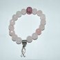 Women's 10 MM Faceted Rose Quartz Awareness Ribbon Stretch Bracelet 7.50" #194