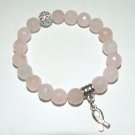 Women's 10 MM Pink Rose Quartz Awareness Ribbon Stretch Bracelet 7.50" #195