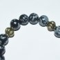 Women's 8 MM Snowflake Obsidian Bronze Scapular Cross Stretch Bracelet 7.50" #197