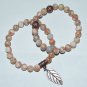 Women's 8 MM Net Jasper Stretch Bracelet Set with Copper Leaf 7.50" #201
