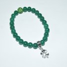Women's 8 MM Aventurine Clover Charm Stretch Bracelet 7.50" #203