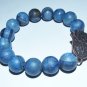 Men's 14 MM Matte Blue Jade Hamsa Stretch Bracelet 8.25" #206