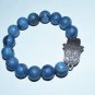 Men's 14 MM Matte Blue Jade Hamsa Stretch Bracelet 8.25" #206