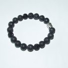 Black Lava Stone Stretch Bracelet With Two Sided  Buddha Head 7.50" #207