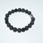 Black Lava Stone Stretch Bracelet With Two Sided  Buddha Head 7.50" #207