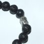 Black Lava Stone Stretch Bracelet With Two Sided  Buddha Head 7.50" #207