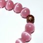Women's 10 MM Pink Cat's Eye Mexican Opal  Copper Hamsa Charm Bracelet 7.5" #210
