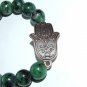 Men's 12 MM Ruby Zoisite Stretch Bracelet Hamsa Charm Stretch Bracelet  8.0" #214