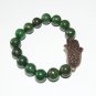 Unisex 12 MM Green Lapis Lazuli in Copper Copper Hamsa Stretch Bracelet 7.75" #215