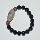 Women's 10 MM Black Agate Copper and Gray Agate Nugget Bracelet 7.25" #221