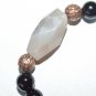 Women's 10 MM Black Agate Copper and Gray Agate Nugget Bracelet 7.25" #221