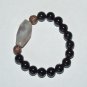 Women's 10 MM Black Agate Copper and Gray Agate Nugget Bracelet 7.25" #221