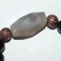 Women's 10 MM Black Agate Copper and Gray Agate Nugget Bracelet 7.25" #221