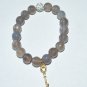 Women's 10 MM Faceted Gray Agate Golden Key Stretch Bracelet 7.10" #222
