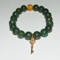 Women's 10 MM Green Lapis Lazuli with Copper and Golden Key Charm Stretch Bracelet 7.10" #227
