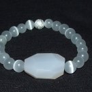 Women's 8 MM Gray Cat's Eye Agate nugget Stretch Bracelet 7.00" #232