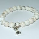 Women's 8 MM White Howlite Dog Lovers Stretch Bracelet 7.25"  #240