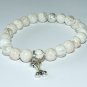 Women's 8 MM White Howlite Dog Lovers Stretch Bracelet 7.25" #240