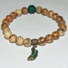 Women's 8 MM Picture Jasper "Peas in a Pod" Stretch Bracelet  7.10" #241