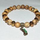 Women's 8 MM Picture Jasper and Swarovski Chrystal "Peas in a Pod" Stretch Bracelet  7.10" #242