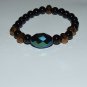 Women's 8 MM Black Onyx Peacock Crystal Stretch Bracelet  7.25"  #244