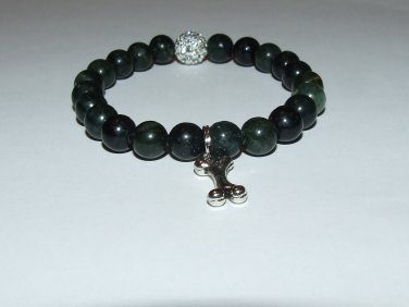 Women's 8 MM Green Jasper Dog Lovers Stretch Bracelet 7.25" #245