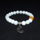 Women's 8 MM White Jade Sun Moon and Stars Stretch Bracelet 7.25"  #246
