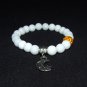 Women's 8 MM White Jade Sun Moon and Stars Stretch Bracelet 7.25"  #246