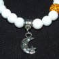 Women's 8 MM White Jade Sun Moon and Stars Stretch Bracelet 7.25"  #246