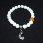 Women's 8 MM White Jade Sun Moon and Stars Stretch Bracelet 7.25"  #246