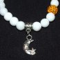 Women's 8 MM White Jade Sun Moon and Stars Stretch Bracelet 7.25"  #246