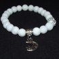 Women's 8 MM White Jade Sun Moon and Stars Stretch Bracelet 7.25"  #247