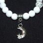 Women's 8 MM White Jade Sun Moon and Stars Stretch Bracelet 7.25"  #247