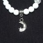 Women's 8 MM White Jade Sun Moon and Stars Stretch Bracelet 7.25"  #247