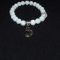 Women's 8 MM White Jade Sun Moon and Stars Stretch Bracelet 7.25"  #247