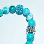 Women's 8 MM Turquoise Stretch Four-Sided Buddha Set/Pair Stretch Bracelet 7.25" #250