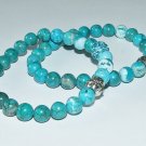 Women's 8 MM Turquoise Stretch Four-Sided Buddha Set/Pair Stretch Bracelet 7.25" #250