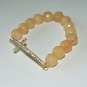 Women's 10 MM Faceted New Jade Sideways Cross  Stretch Bracelet 7.10" #256
