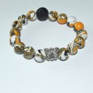 Women's 10 MM Turkish Turquoise Silver Butterfly Stretch Bracelet 7.25"  #263